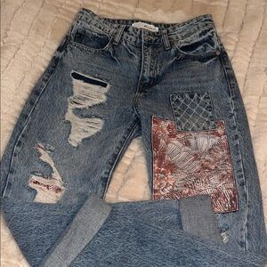 Women’s Kancan unique patched jeans size 1 / 24 like NEW